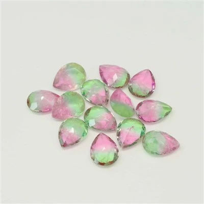 Pear Cut Vibrant Green Pink Synthetic hege kwaliteit BX21 Fusion Stone